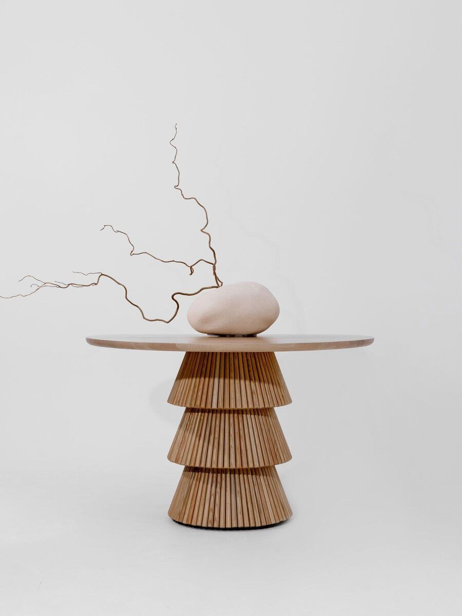 Styled with a branch and a stone